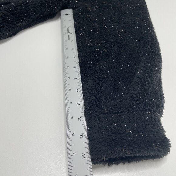 Adidas Girls Sweatshirt XL 16 Black Gold Sparkle Mock Neck Sherpa Fuzzy 1/4 Zip‎ - Picture 9 of 10